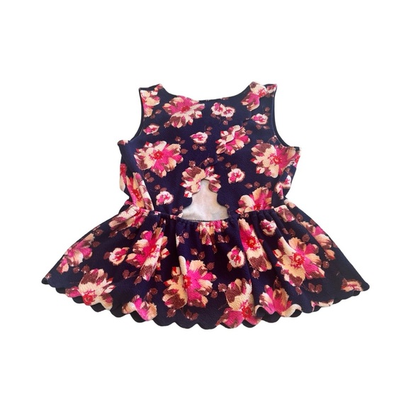 Anthropologie Postmark Clovelly Navy Floral Peplum Top Size Medium Cutout Back - Picture 2 of 5